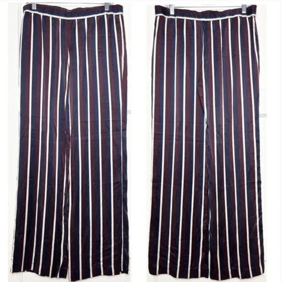 Joseph | US 10/L or FR 42 | College Stripe Pull-On Silk Pants | Navy, Burgundy, - Picture 6 of 7